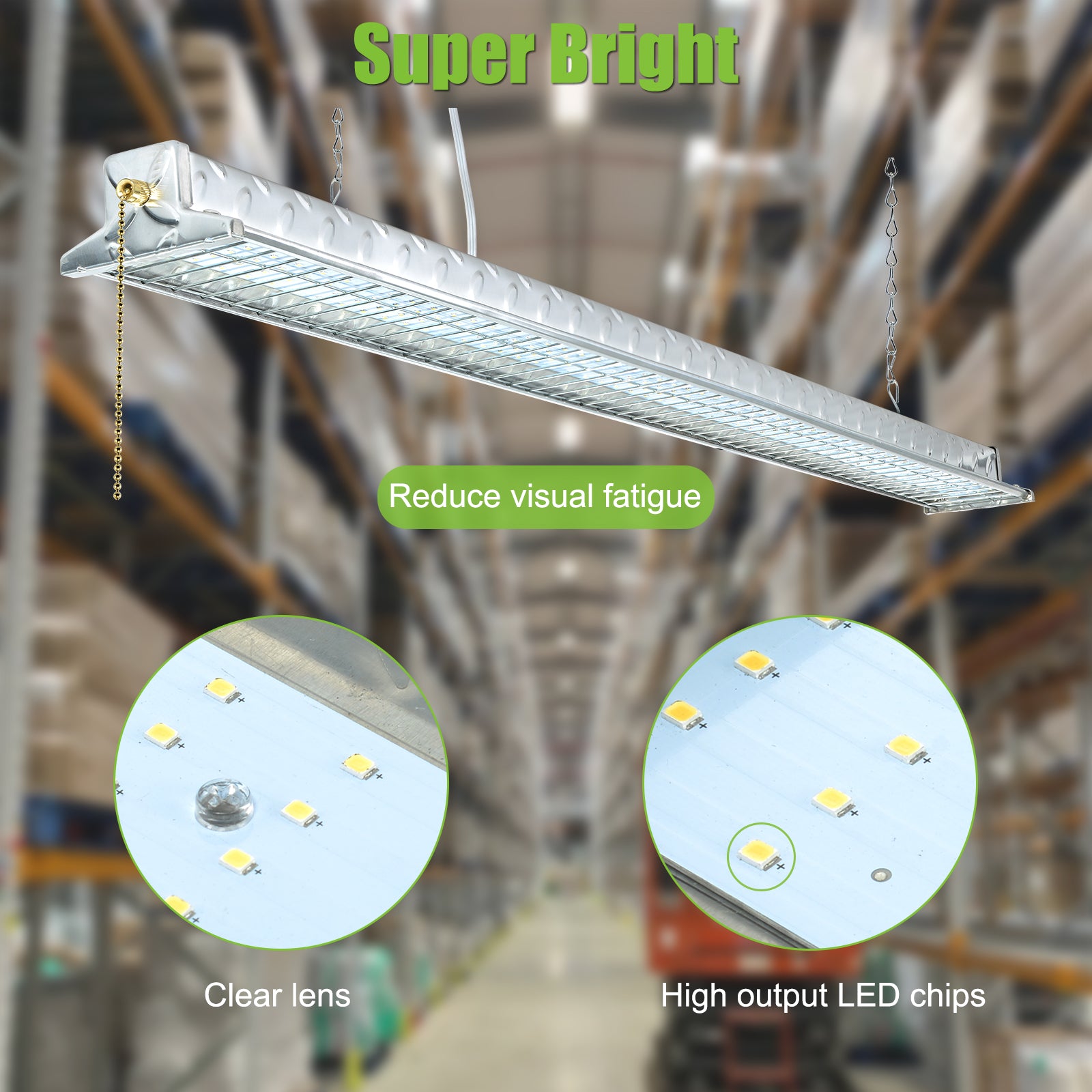 LIIXIO 4pack LED Shop Lights 10000LM 4FT Garage Light Led 90W[120W Equivalent] 5000K Cool White Linkable LED Ceiling Light Shop Light for Garage Surface & Suspension Mount ‎Silver-ETL